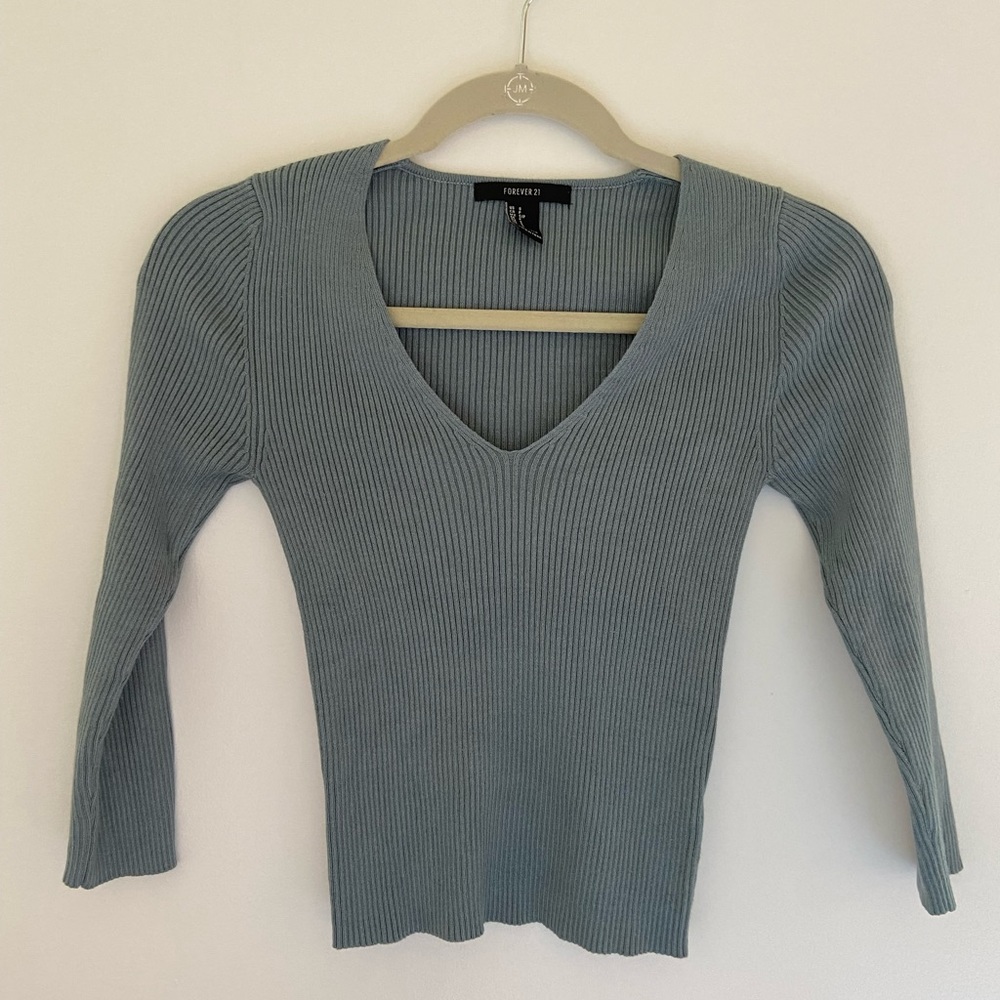 Forever 21 thick ribbed blue top